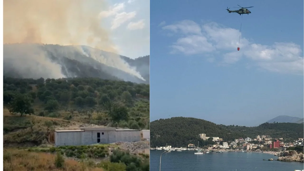 Kodrat e Himarës prej 15 orësh në flakë  Era përhap zjarrin  nis ndërhyrja nga ajri