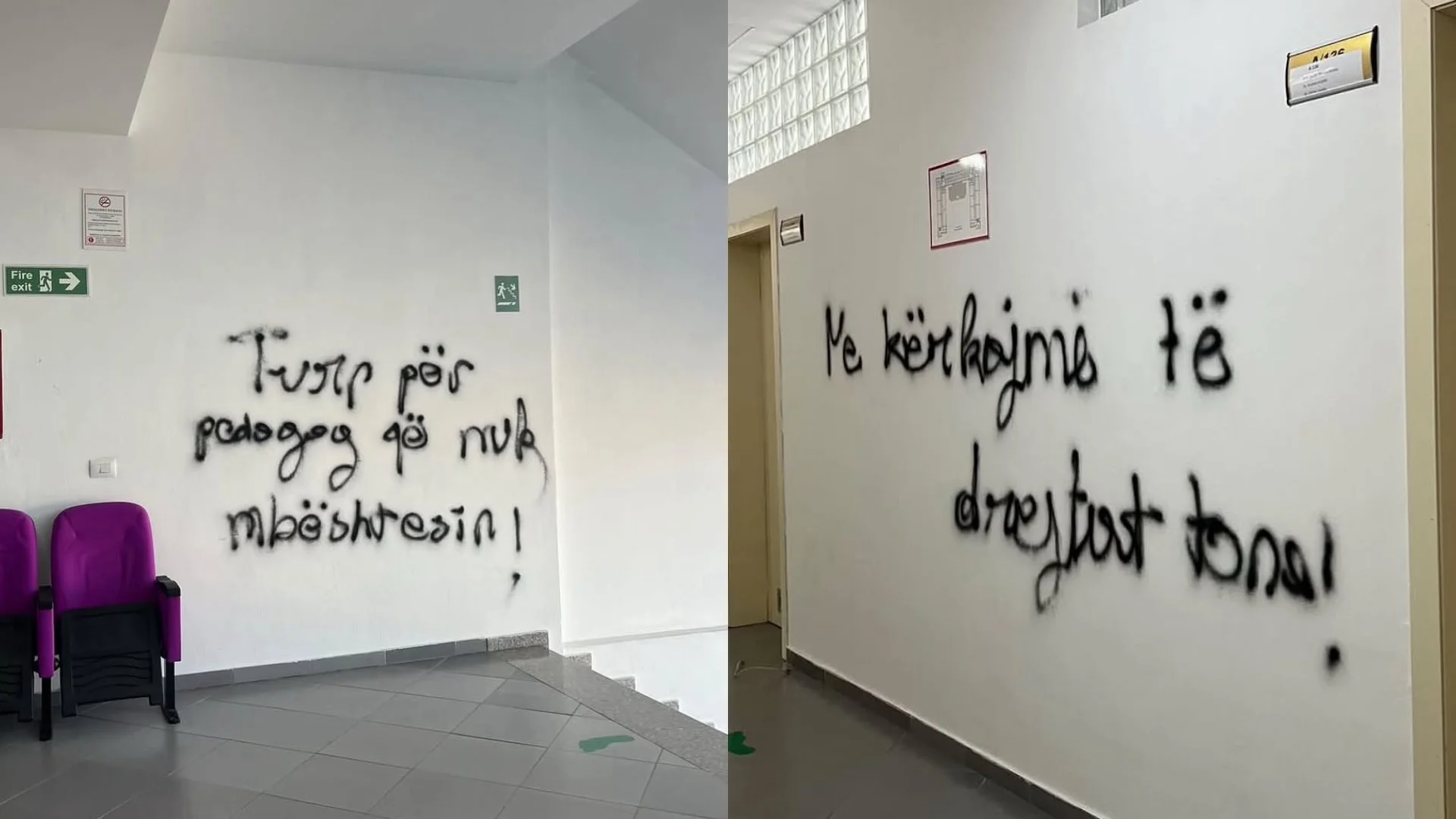 kerkojme-te-drejtat-tona-studentet-e-universitetit-te-durresit-shkruajne-me-spraj-muret-e-godines